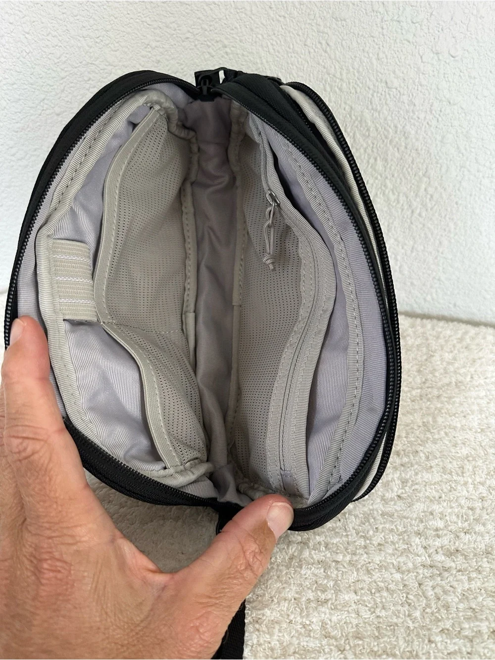 tomtoc Black Men's Toiletry Pouch with Carry Strap